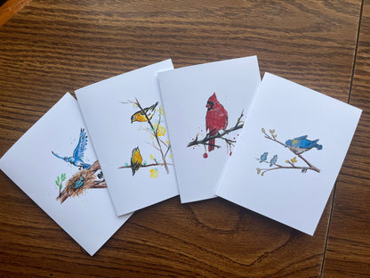 NEW - Watercolor Birds Set of 4