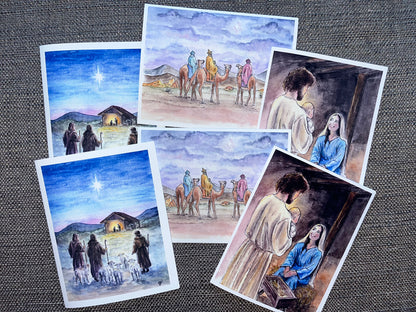 Christmas Cards - Set of 6 - Original Watercolor Artwork