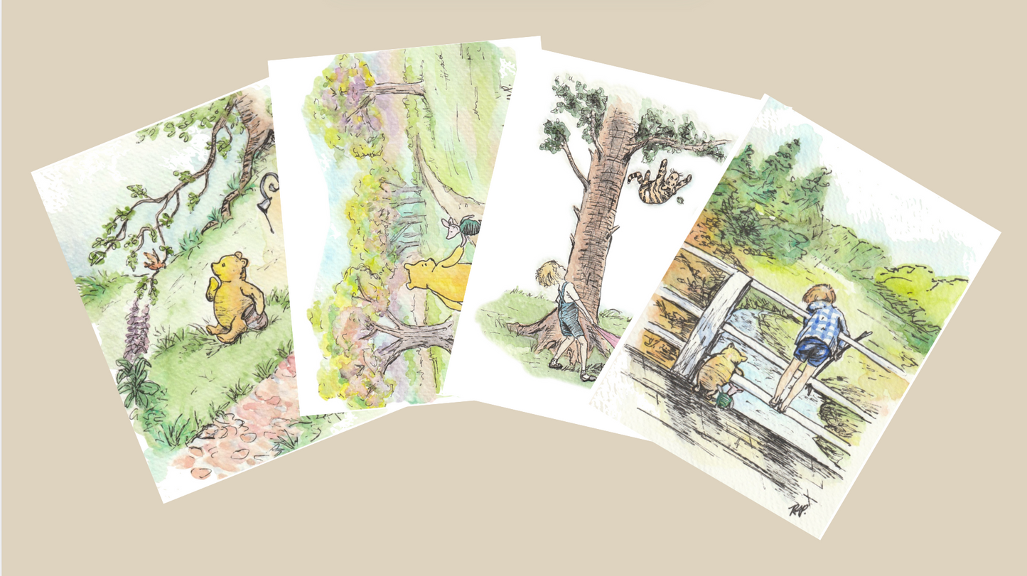 Winnie the Pooh Greeting Cards - Set of 4