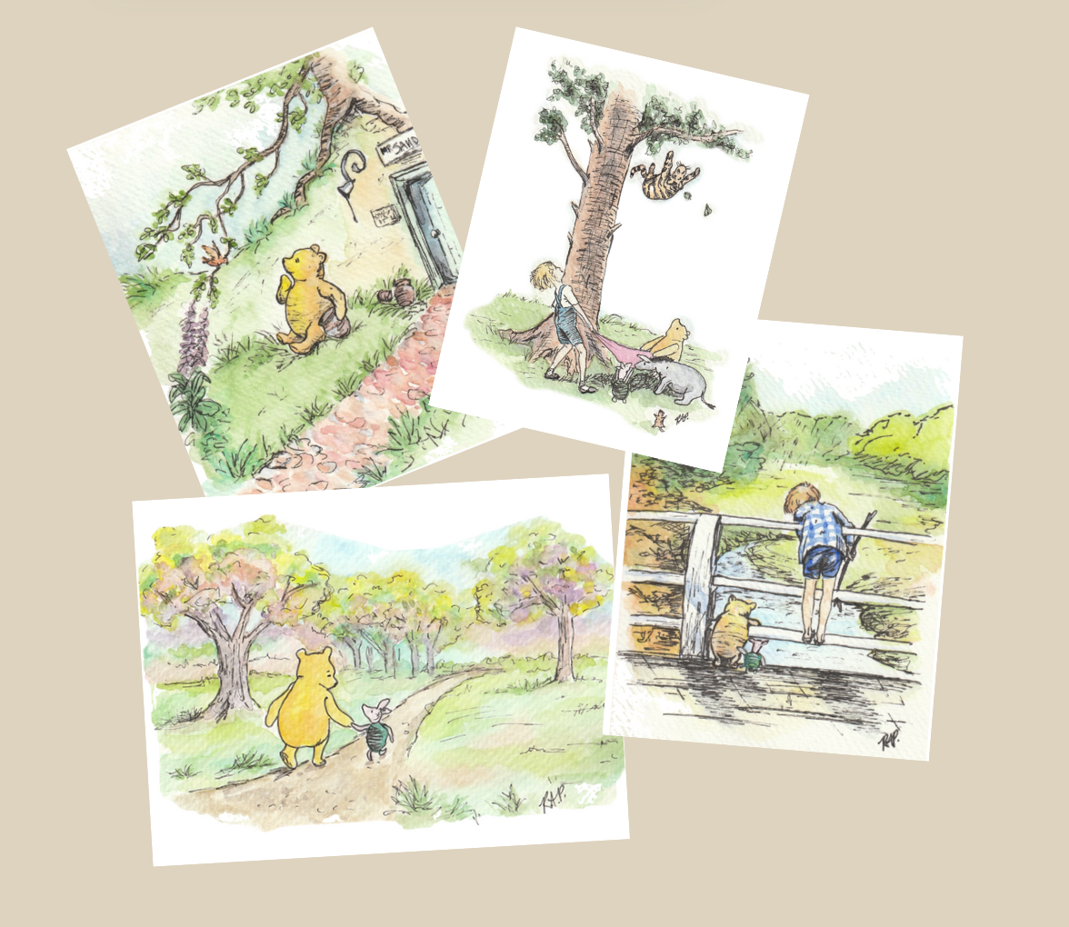 Winnie the Pooh Greeting Cards - Set of 4