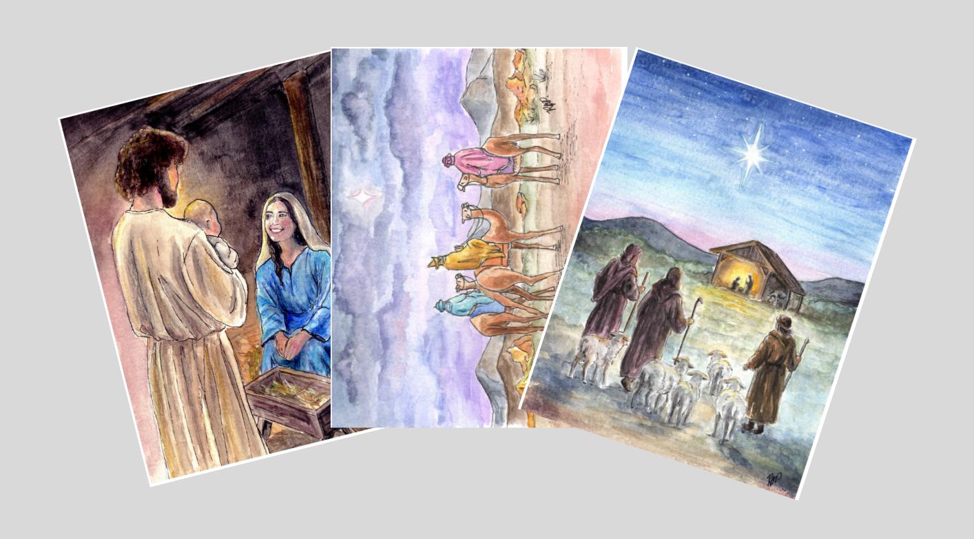 Christmas Cards - Set of 6 - Original Watercolor Artwork