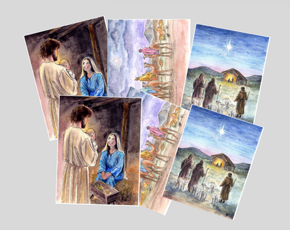 Christmas Cards - Set of 6 - Original Watercolor Artwork